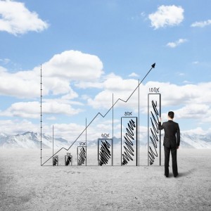 18761060 - man drawing graph on nature background